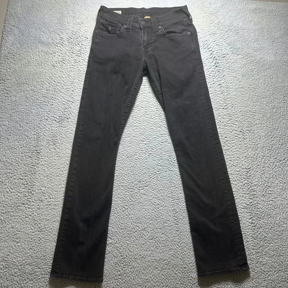True Religion Ricky Jeans Mens 30 Black Made in USA Horseshoe Flap Y2K Straight